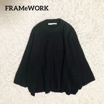 프레임워크 와이드 리브 튜닉 풀오버 캐시미어 울 블랙