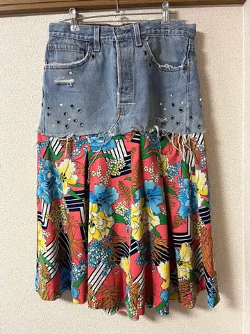 구제 LEVI'S 리바이스 501 데님 리메이크 플레어 스커트