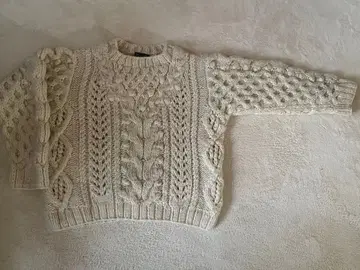 케이블 짜임 페루 핸드메이드 니트 아이보리