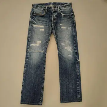 데미지 가공 스트레이트 데님