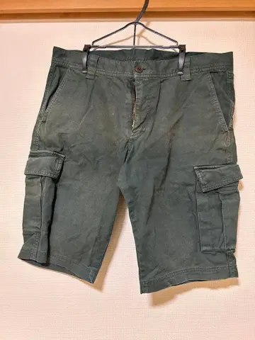 TAKEO KIKUCHI 카고 숏팬츠 다크 그린