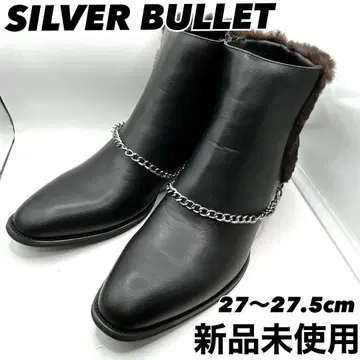 새상품 SILVERBULLET 신발 부츠 남성용 체인 가죽 퍼 L
