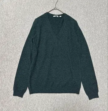 UNIQLO 니트 V넥 캐시미어 100% 다크 그레이 사이즈 M