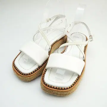 SPORTMAX 36 22.5-23.0 에스파드리유 스트랩 샌들 화이트