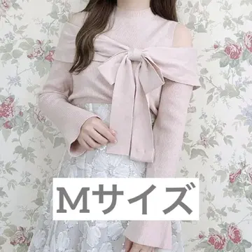 maki melume 리본 오프숄더 니트 핑크 M