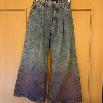 그라데이션 와이드 레그 데님 팬츠