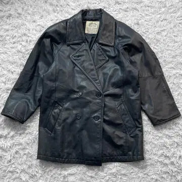 vitage 천연 가죽 더블 브레스트 가죽 자켓 S 블랙 한국