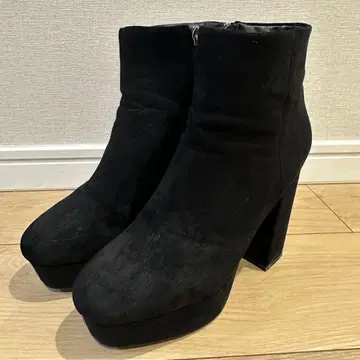 새상품급 ESPERANZA 블랙 스웨이드 통굽 부츠