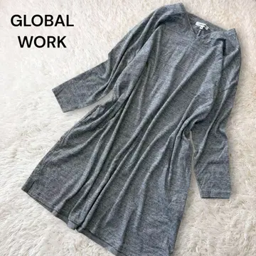 글로벌 워크 브이넥 튜닉 원피스 면 혼방 양쪽 포켓 얇은 소재 M