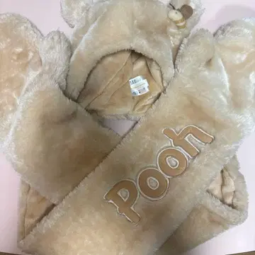 디즈니 푸우 팬캡 머플러 후드 장갑 포함 Disney