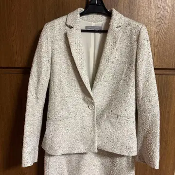 띠어리 럭스 화이트 계열 트위드 수트 세트 사이즈 40