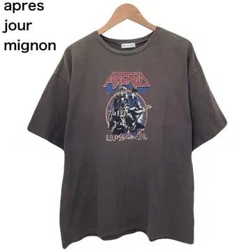 아프레 주르 미뇽 밴딩 락 프린트 페이드 여성용 T셔츠