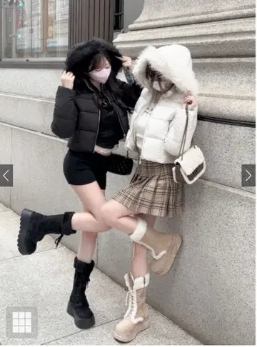 GRL 2Way 후드 부착 퍼 다운 자켓[ask143]