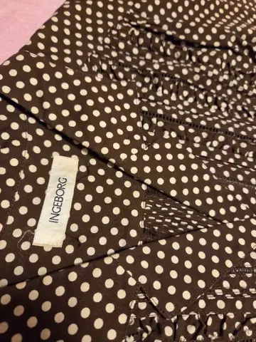 INGEBORG 브라운 도트 무늬 플레어 스커트