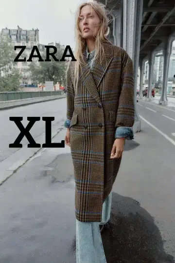 ZARA 오버 사이즈 체크 무늬 코트 XL