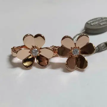 하자품 하이퀄리티 1스톤 세잎클로버 귀걸이 핑크 골드 플라워 귀걸이