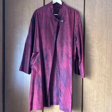 [ 염공방 다나카 미코 ] 빨강 검정 그라데이션 롱 코트 실크 100%