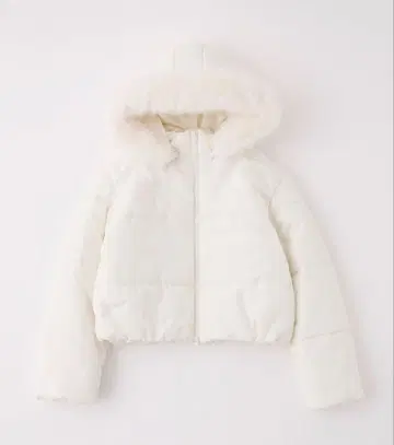 NICE CLAUP 후드 부착 숏 페이크 다운 자켓 아이보리