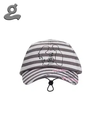 GRAPE 스트라이프 프린트 자수 로고 야구 모자 디자인 캡