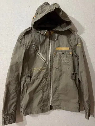 아비렉스 카키 밀리터리 후드 부착 자켓