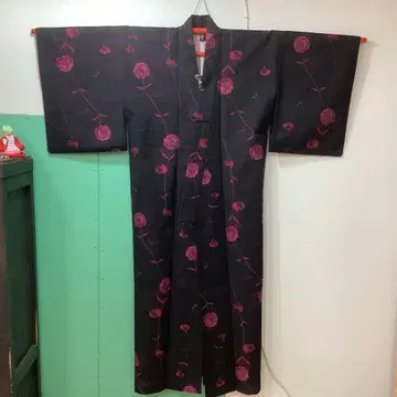 4, 블랙 x 마젠타 핑크가 귀여운 단의 울  기모노