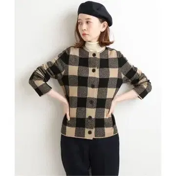 IENA sese 체크 자카드 크루 가디건