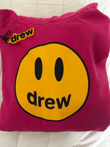 drew 스마일리 페이스 후드티 핑크