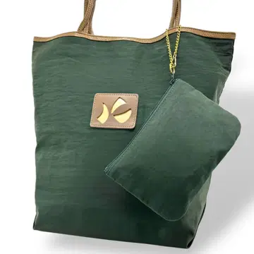 kitamura 숄더백 가죽 나일론 파우치 그린