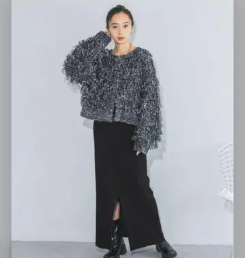 JEANASIS 프린지 니트 가디건 사이즈 F 그레이 계열