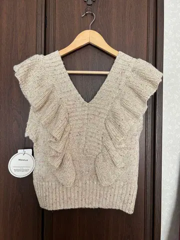 MONiLE [택 포함 새상품] 컬러 네프 & 스팽글 니트 프릴 베