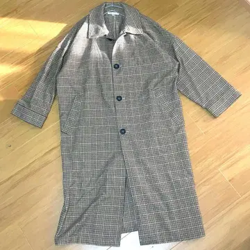 MOUSSY 마우지 스텐 칼라 코트 아우터 체크 브라운