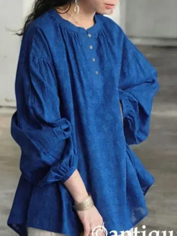 antiqua 인도면 도비 직조 블라우스 안티카