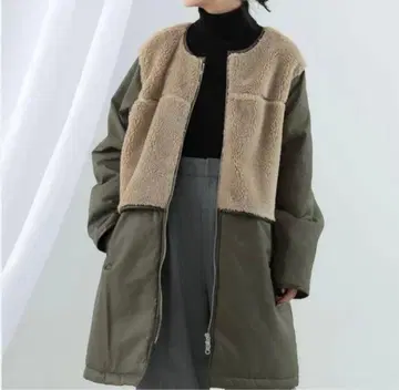 레이빔즈 보아 절개 지퍼 코트