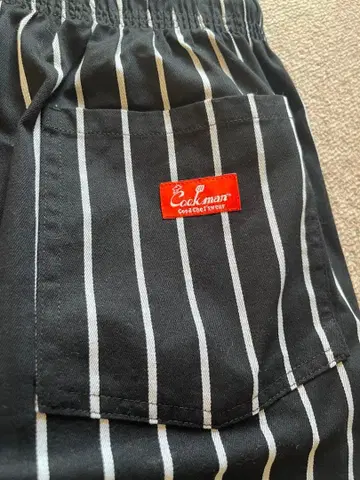 Cookman 와이드 팬츠 블랙 화이트 스트라이프