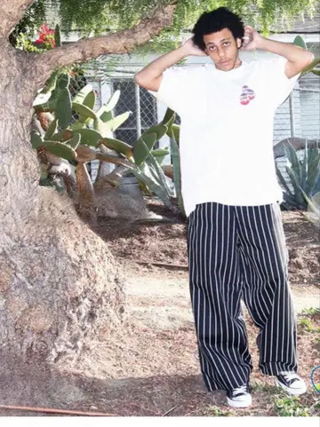 Cookman 와이드 팬츠 블랙 화이트 스트라이프