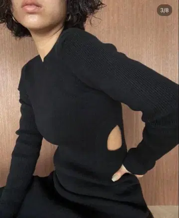 새상품급 searoomlynn 아지메 홀 니트 원피스 M 블랙