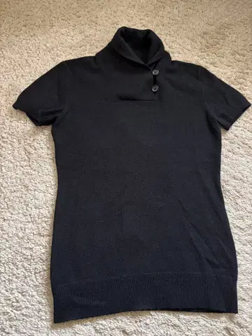 [ 새상품급 ] 랄프 로렌 블랙 라벨 블랙 하이넥 반팔 니트