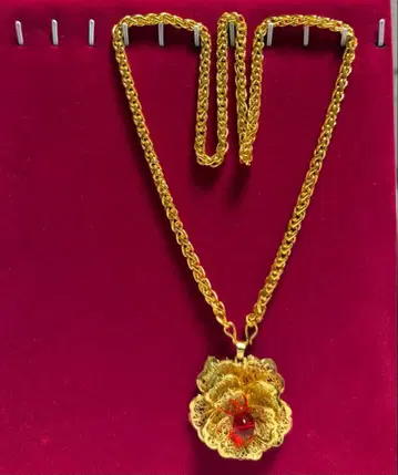 골드 꽃 모티브 목걸이 35cm