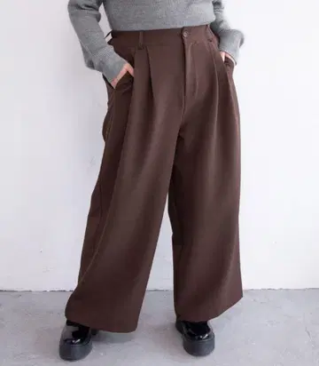 [ 미착용 ] PUNYUS 2턱 컬러 팬츠 브라운