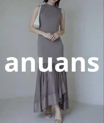 새상품급 anuans 슬리브리스 원피스 SMALL 그레이쉬 베이지
