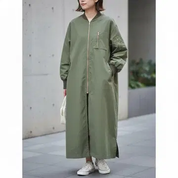 듀오 아카이브 나일론 MA-1 원피스 긴팔 롱 집업 면