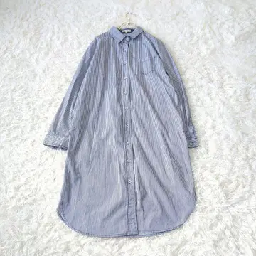 3can4on 오버 사이즈 스트라이프 롱 셔츠 튜닉 원피스 L