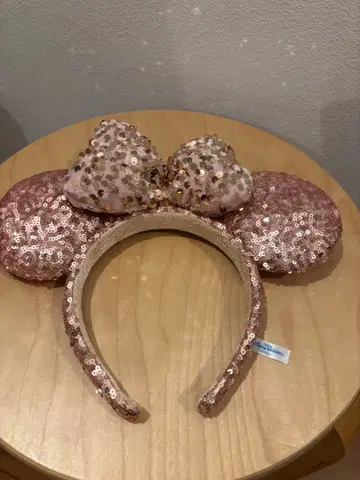 미니 귀 머리띠 핑크 스팽글