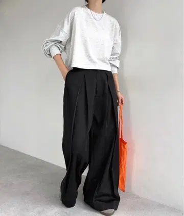 andme 트윌 턱 치노 와이드 팬츠 M