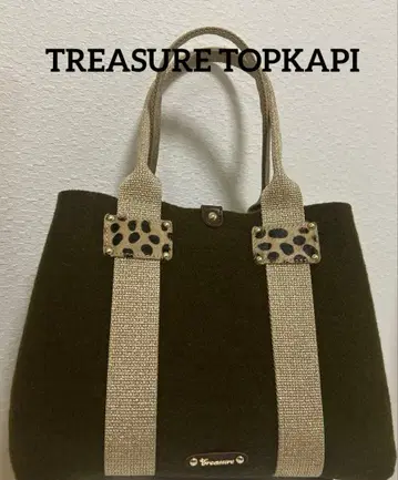 TOPKAPI 탑카피 펠트 토트백 올리브 x 레오파드 x 라메