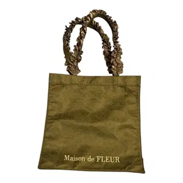 [ 새상품급 ] 메종 드 플뢰르 새틴 레이스 프릴 토트백 그린 카키 A4
