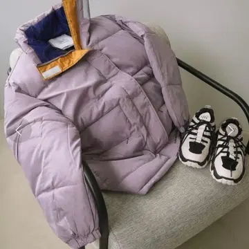 K-스타일 C.U.J. 오버 사이즈 하이넥 다운 자켓 퍼플