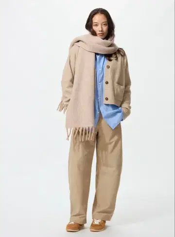 UNIQLO 저지 배럴 레그 팬츠 BEIGE