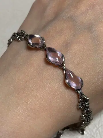 고품질 로즈쿼츠 실버 팔찌