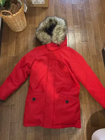 POLO 빨간색 다운 자켓 퍼 포함